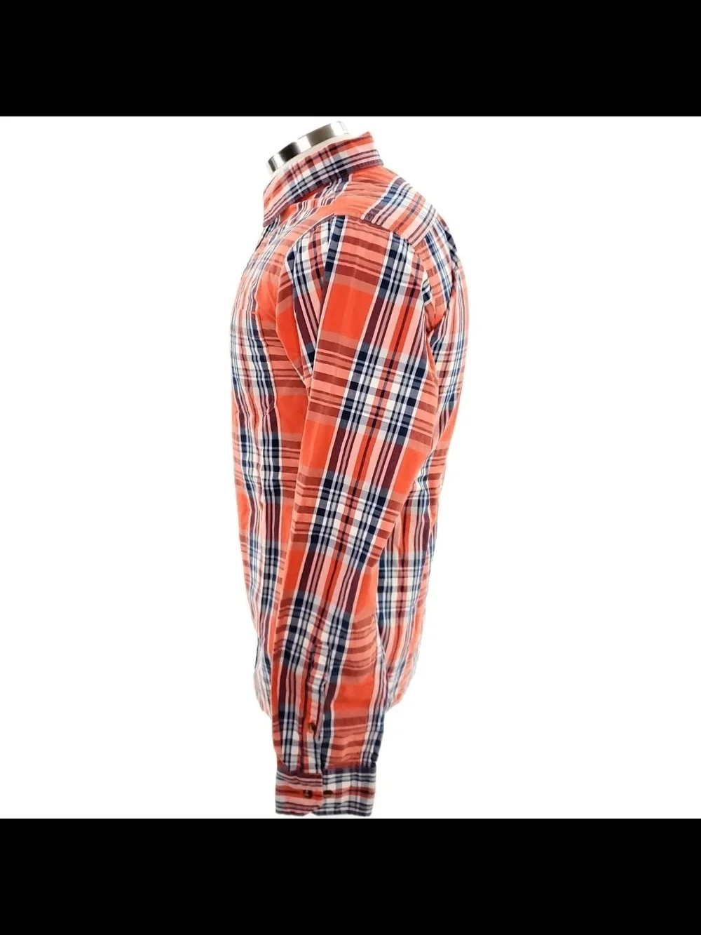 The North Face Mens Long Sleeve Button Up Shirt Small Orange 100% Cotton